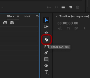 جلسه چهارم آموزش پریمیر پرو: تسلط روی Timeline، Program و ابزارهای حرفهای تدوین 2 ابزار cut در پریمیر برای برش ویدیو